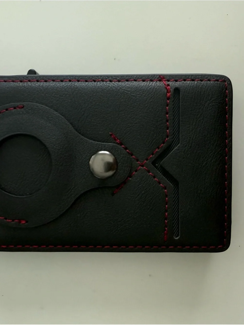 Slim brown minimalist Magnetic RFID blocking pop-up card wallet, air tag holder